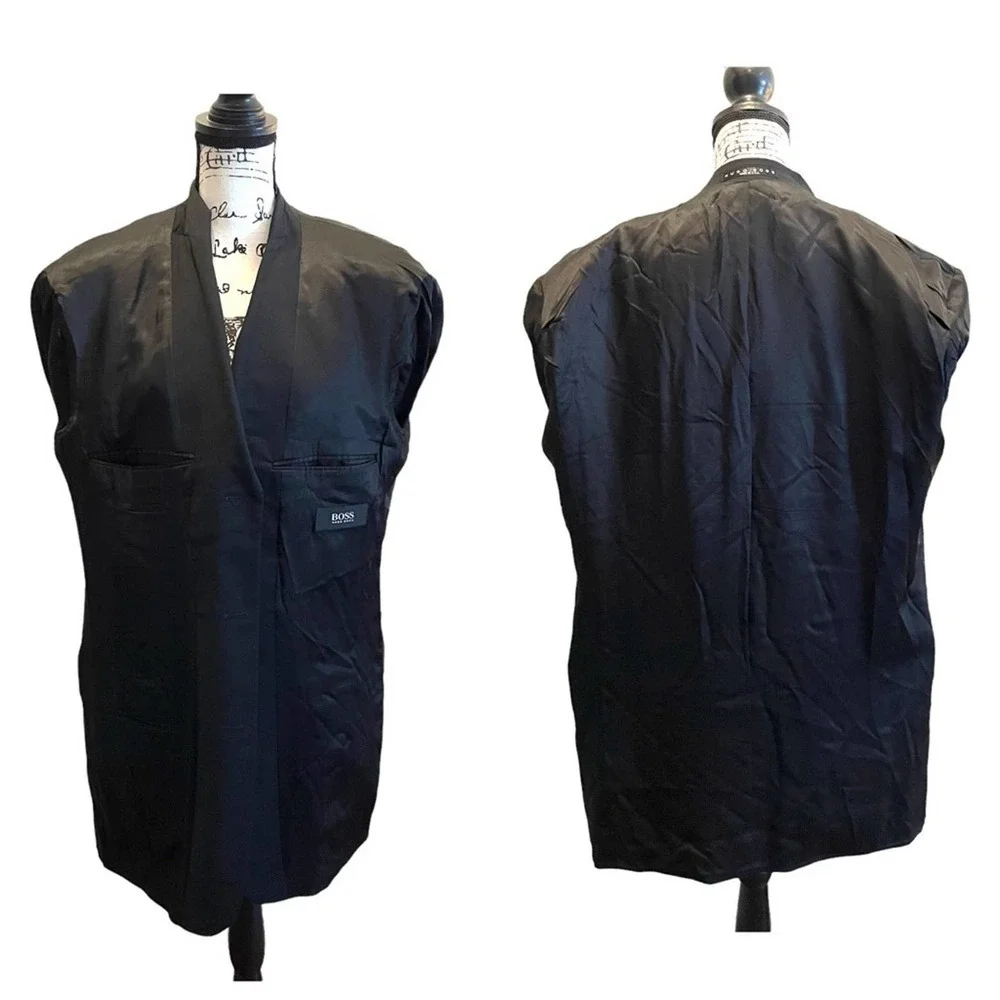 HUGO BOSS Suit Blazer Jacket Black Size 42T Tall Wool Einstein Omega Formal